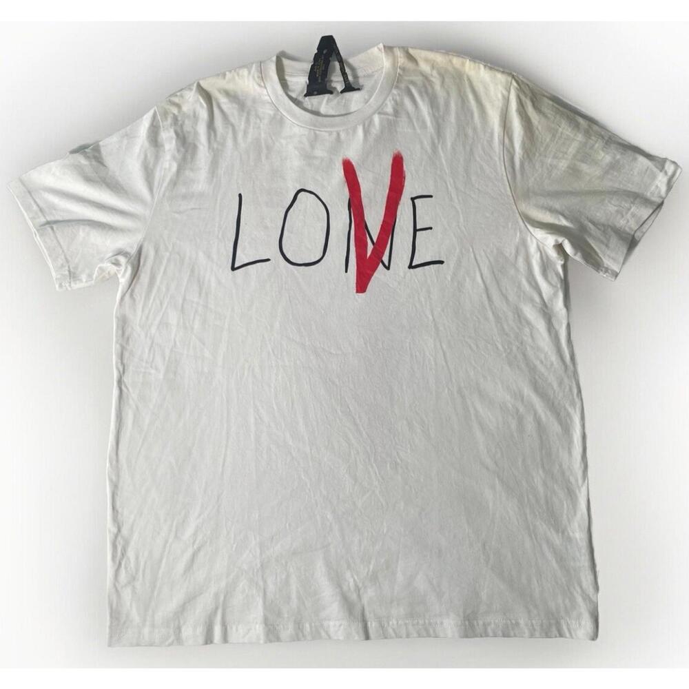 Vlone Shirt Men XL White Love Graphic Crewneck Graphic Designer Tee
